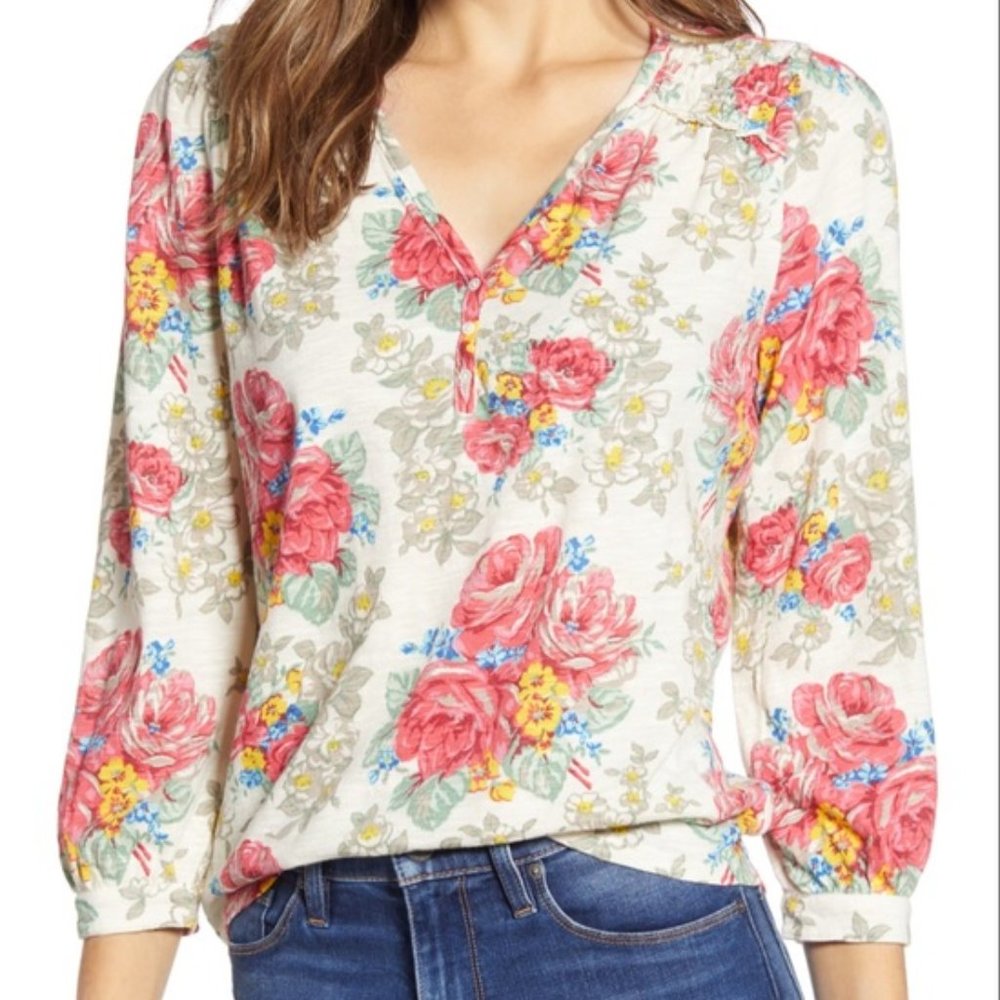 Lucky Brand Floral Peasant Top